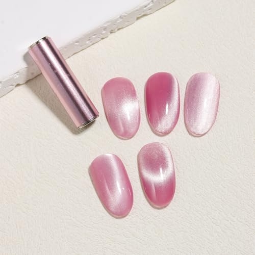 Cat Eye Magnet Set for Nails, Double head Pink Metal Cylindrical Magnet Tool with Bead Scissor-shaped Black Hole Nail Magnetic for French Effect at Home Salon DIY Nail Art Kit - color: silver, pink