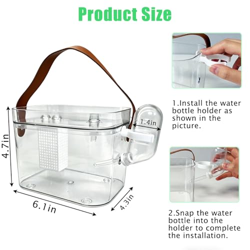 Hamster Carrier Portable Travel Cage with Water Bottle for Dwarf Hamsters Frogs Budgerigars Snails (Small)