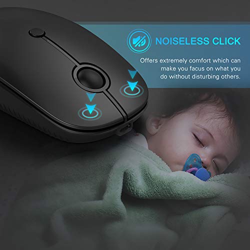 VssoPlor Type C Wireless Mouse, USB C MacBook Wireless Mouse, Black | Dual Mode Cordless Mice with USB and Type C Receiver Compatible with PC, Laptop, MacBook and All USB C Devices - color: Black
