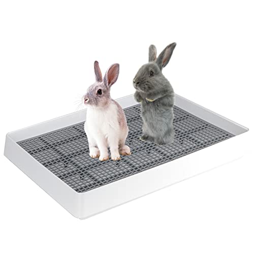 FHTONGE Extra Large Rabbit Litter Box, Low Entry Bunny Potty Trainer Tray | Small Animal Training Litter Pan, Rectangular Pet Toilet with Grid for Rodent Guinea Pig Ferret Squirrel Opossum Sugar Glider - color: Only 0.4" PP Grids, size: 22x18x3"(58x46x9cm