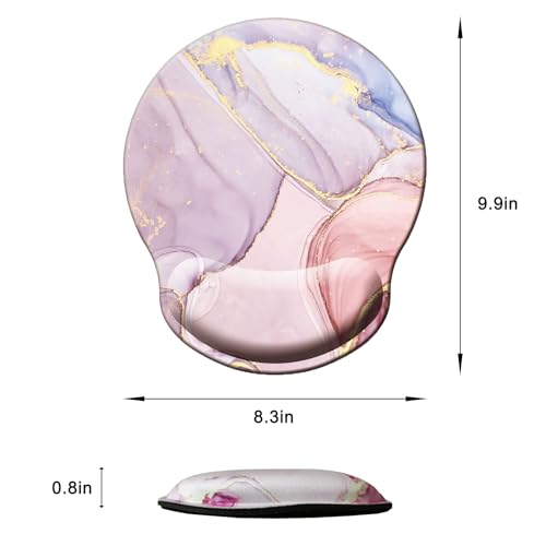 Mouse Pad with Wrist Support, Ergonomic Mouse Pad with Memory Foam Wrist Rest Cushion, Non-Slip Rubber Base Gaming Mice Pad for Home Office Computer Laptop, Pink Marble - color: Pink marble