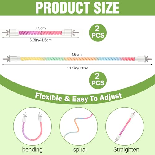 4 Pcs Bird Rope Perches, Bendable Climbing Rope Bird Cage Accessories, Fun Climbing Toy for Parrots, Parakeet, Cockatiels, Lovebirds, Budgies