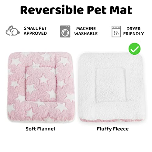 Amakunft 2 Pcs Guinea Pig Bed Mat Washable, Rabbit Winter Bed Pad for Indoor, Warm Small Animal Bed Mattres, Fleece Sleeping Pad for Bunny, Rat, Hedgehog, Sugar Glider, Chinchilla - size: Medium