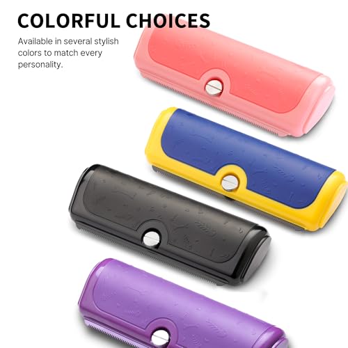 Dog and Cat Deshedding Brush, Purple | For dog and cat grooming, replaceable shedding blade, helps remove loose fur from short and medium coats - color: Purple