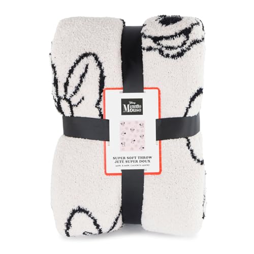 Jay Franco Disney Minnie Mouse Feather Knit Fluffy Throw Blanket for Girls - Light Pink Bows Fuzzy Blanket Measures 50 x 60 inch | Super Soft Lightweight Bedding - color: Light Pink - Minnie Mouse