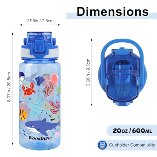 Kids Water Bottle for School, 20 Oz Plastic Water Bottle, 1 Pack | Silicone Spout, Pop-Up Cover, BPA Free & Dishwasher Safe, Marine Animals - color: Marine Animals, size: 20 Ounces
