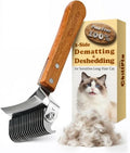 2-in-1 Cat Grooming Brush for Dematting & Deshedding | Cat Brushes for Indoor & Long Haired Cats - Professional Undercoat Rake, Safe Detangles Matted Fur & Removes Loose Fur