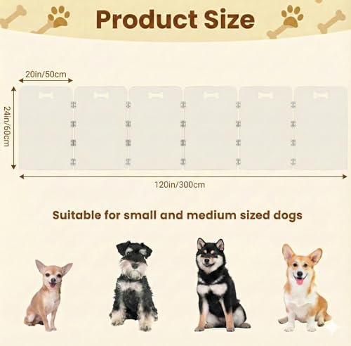 6-Panel Clear Acrylic Freestanding Dog Gate, Folding Pet Barrier | Transparent Puppy Fence with Handles, Foldable Playpen for House, Indoor Stairs, Doorways, Small Dogs & Rabbit - size: 6-Panel