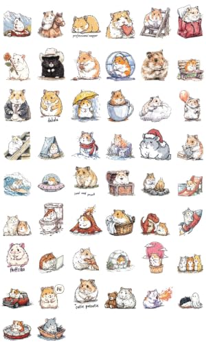 100 PCS Hamster Stickers Pack – Waterproof Hamster Decals for Water Bottles, Laptops, Phones, Notebook, Cars – Cool Vibrant Graphics for Hamster Enthusiast - color: Hamster