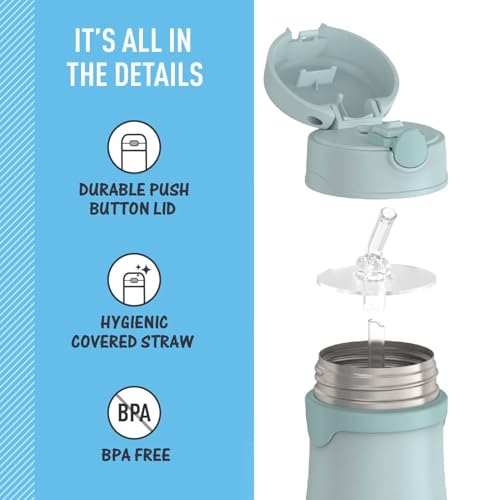 THERMOS BABY 10 ounce Stainless Steel Vacuum Insulated Straw Bottle, Mint - color: Mint, size: 10 Ounces