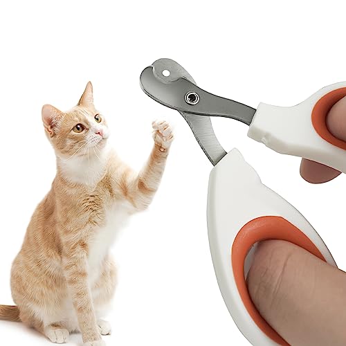 Cat Nail Clippers with Circular Cut Hole -Avoid Over Cutting Pet Nail Clippers -Sharp Angled Blade Professional Paw Trimmer Set for Novice Pet Families (Orange) - color: Orange