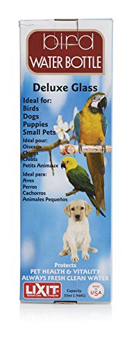 Lixit Heavy Duty Deluxe Glass Water Bottles for Birds, Dogs and Small Animals. (32oz Medium Tube) - size: 32 oz Medium Tube