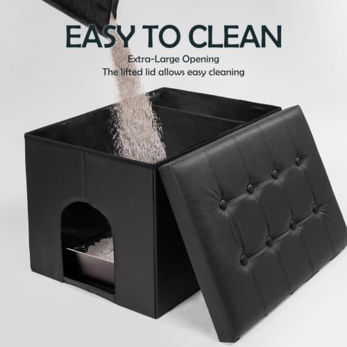 MEEXPAWS Cat Litter Box Enclosure Furniture Odor Control, Large | XL Hidden Cat Litter Box Bench Ottoman, Cabinet Dog Proof, Waterproof Inside, Easy Clean, Easy Assembly, Black - color: Black, size: XL 27.5'' x 19.6'' x 19.6''