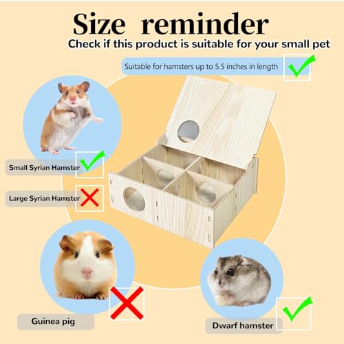 Kathson Multi-Chamber Hamster Tunnel House Maze: 2 Entrance 6 Rooms Hideout | Multichamber Hamster Hide with Cover,Mice House Tunnel Exploring Toy for Dwarf Hamsters, Gerbils,Small Animals - color: 4-Chamber Hamster Maze