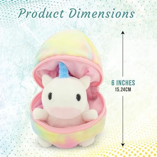 Easter Stuffed Animal - 6 inch - Surprise Zip up Egg Hideaway Springtime Inspired Plush Toy Gift for Kids, Boys and Girls - Easter Mother's Day Birthday (New Unicorn Egg) - color: New Unicorn-egg