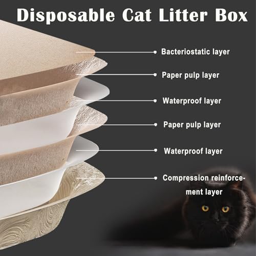 Nexboraque 8 Pack Disposable Cat Litter Box, 17 x 13.2 x 4 Inch Large Kitty Litter Box Pans Paper Cat Litter Tray for Hamster, Guinea Pig, Rabbit, Portable