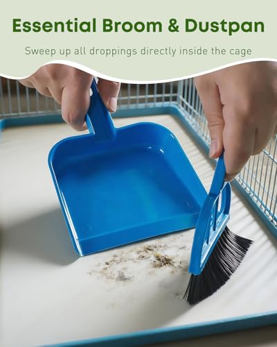 Pawfly 3 Pcs Bird Cage Cleaner Brush with Shovel, 2-in-1 Bird Cage Cleaning Brush Set, Bird Poop Remover for Perches, Kennels & Small Animal Cages, Bird Cage Accessories, Bird Droppings Removal Brush - color: Blue