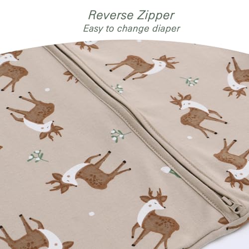 Miracle Baby Sleep Sack with Feet - 0.5 TOG 100% Breathable Cotton Wearable Blanket, Sleeveless Design Sleeping Bag for Baby - color: Deer, size: 6-12 Months(S)