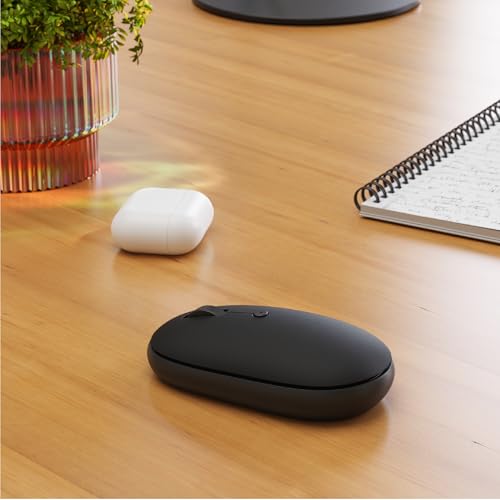 Satechi OntheGo Bluetooth Mouse, Connect Up to 3 Devices, for Laptop, Black | USB-C rechargeable battery, compact & portable, for laptop, computer, tablet - color: Black