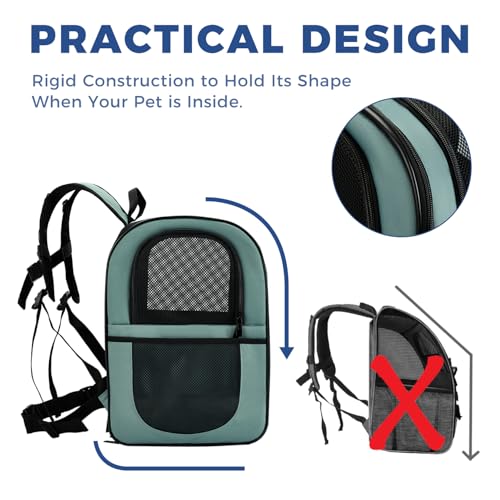 Apollo Walker Cat Carrier Backpack for Small Dogs and Cats Up to 18 lb | Side Pockets, Four-Sided Breathable Mesh, Stability Package, Removable Pad,3D back panel,Thickened shoulder straps - color: Blue