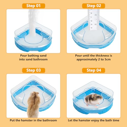 kathson Hamster Sand Bath Kit, 2LB Bathing Sand for Gerbils with Plastic Sandbox Chinchilla Cleaning Powder Dust Free Small Animals Showering Sand for Rodent Mice Rat Mouse