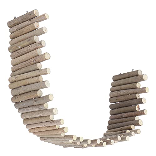 11.8in Hamster Fence, Flexible Adjustable Hamster Wooden Bridge, Safe Chewable Hamster Ladder for Hamster Cage Decor Turtles, Rat, Lizards, Rodents