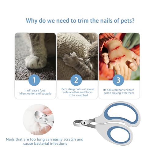 Cats & Dogs Pets Nail Clippers & Trimmers Rabbit Nail Clippers cat Nail Clippers for Indoor Cats cat Claw Clippers with Safety Guard Professional Grooming Tool for Cat Kitten - color: Blue