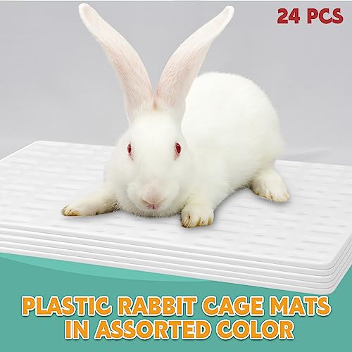 BBTO 24 Pieces Plastic Rabbit Cage Mat Durable Rabbit Feet Pad Small Animal Feet Pad Cage Resting Mat with a Convenient Connectors, Bunny Pads for Easy Cleaning for Bunny Rat Guinea Cats(White) - color: White