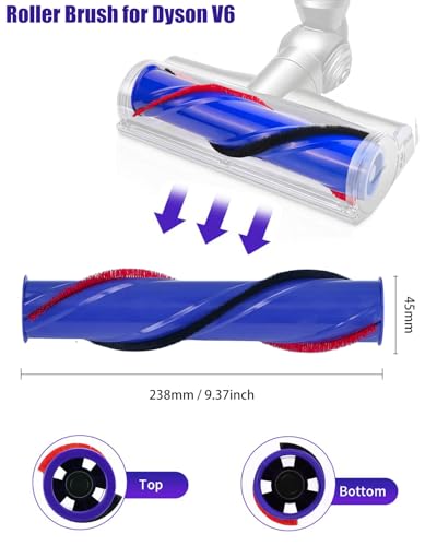 V6 Roller Brush Replacement Parts Compatible with Dyson V6 Animal Absolute Cordless Vacuum,V6 Brush Cleaning Head Accessories.Part No. 966821-01, 966084-01 (4-Prong, tip is 4.5 cm - size: V6 Roller Brush