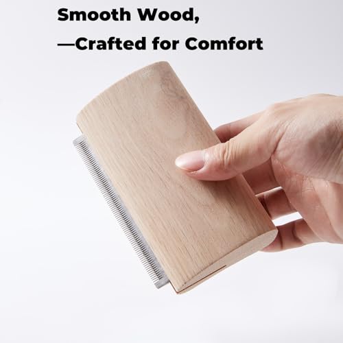 Pug Brush for Shedding, Wooden Handle Short-Hair Grooming Comb | Gentle Daily Coat Brush For Fawn And Black Pugs, Small-Breed Dogs And At-Home Grooming