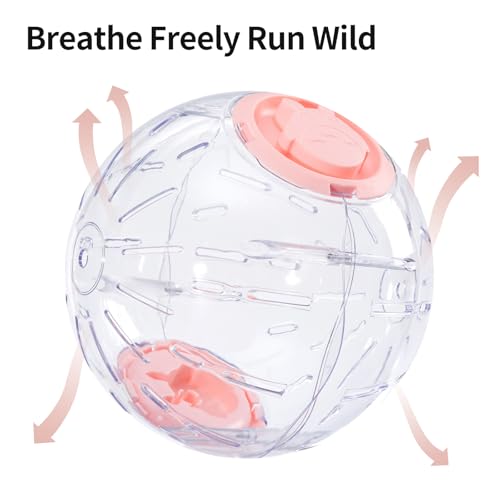 7.9 Inch Hamster Ball, Running Ball Toy, Transparent, Breathable, Reduce Stress, Promote Exercise Health, Easy to Clean, Hamster Accessory, for Syrian Dwarf Hamster, Gerbils, Mice, Small Pets, Pink - color: Pink