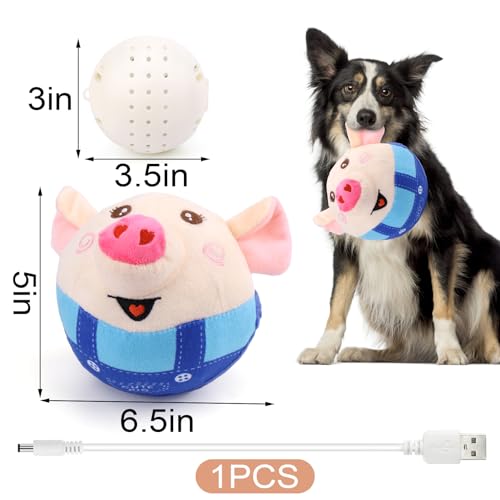 BABORUI Interactive Dog Toys Pig, Jumping Squeaky Dog Toys with Recording and Music Modes, Rechargeable Moving Dog Chew Toys for Small/Medium/Large Dogs to Keep Them Busy(Blue Pig) - color: Blue Pig