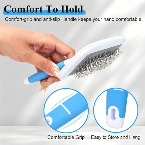 French Bulldog Brush with Rounded Tip | Skin Friendly,with Small Comb for Effectively Remove Tangles, Knots and Mats,Essential French Bulldog Accessory