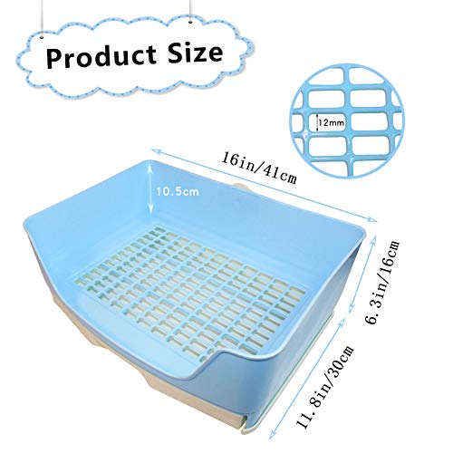 PINVNBY Large Rabbit Litter Box with Drawer,Bigger Corner Bunny Trainer Potty Pan for Guinea Pig Chinchilla Ferret Small Animals(Blue) - color: Blue