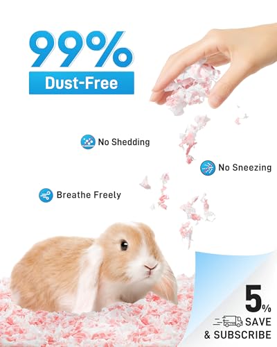 BUCATSTATE Hamster Bedding 70L, 99% Dust-Free Guinea Pig Bedding Odor Control Paper Bedding, Cozy Small Animal Bedding for Rabbit Rat Syrian Dwarf Hamsters Gerbils (Pink) | FSC-Certified Material, Expands 3X, Cozy Paper Bedding for Guinea Pigs, Colorful H