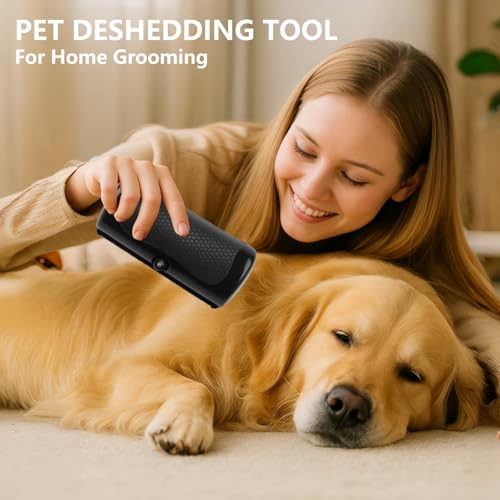 Deshedding Dog Brush, Dog Brush for Shedding Dogs Cats Horses Short Hair | Easy Clean Deshedding Tool Removes Loose Fur & Undercoat, Pet Grooming Brush for Short, Medium Hair Dogs Cats at Home