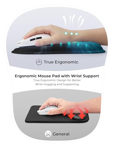 Blue Ocean and Moon Aesthetic Ergonomic Mouse Pad for Carpal Tunnel Pain Relief, 65% Usable Mouse Area, Memory Foam Concave Wrist Rest for Office, PC, Gaming - color: 08 Blue Ocean and Moon