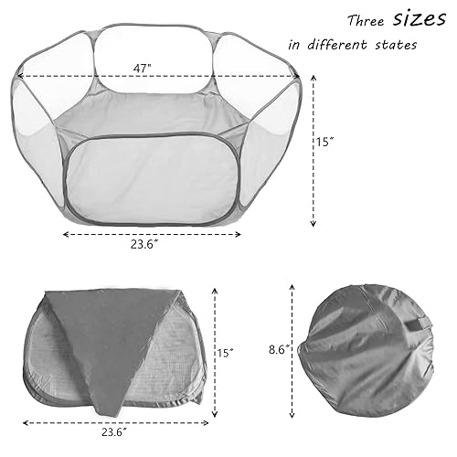 Small Animals Playpen, Portable Pop-up Open Interactive Pet Tent, Indoor Outdoor Fence for Rabbits, Guinea Pig, Hamster, Chinchillas, Kittens, Puppies - color: Grey