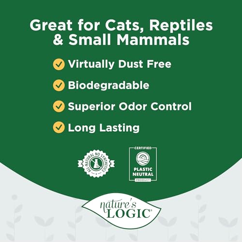 NATURE'S LOGIC Pine Pellet Cat Litter - 100% Natural - Unscented, 12 lb | 100% Natural Pine, Dust-free, Biodegradable, Safe for cats, kittens, reptiles & small pets, Highly absorbent, 12 lb bag - size: 12 lb