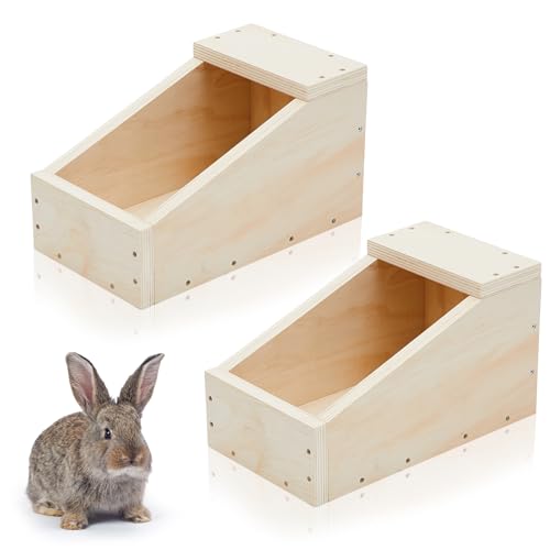 2 Pack Wooden Bunny Nesting Box 14x8x8 Inch Safe Birthing Hideout for Rabbit Doe & Newborn Kits, Nesting Box for Breeding,Small Animal Habitat for Hutch & Cage - size: 14x8x8 Inch