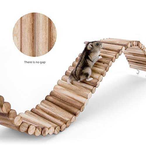 Niteangel Hamster Suspension Bridge Toy: 25.6" x 3.15" Flexible & Bendable | Enhances Coordination & Balance Long Climbing Wooden Ladder for Hamsters Mice Gerbils Sugar Glider Rat and Other Small Animal - size: 25.6L x 3.15W
