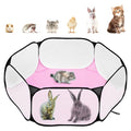 Pawaboo Small Animals Playpen, Waterproof Small Pet Cage Tent with Strong Steel Wire Frame, Portable Outdoor Yard Fence for Chick/Kitten/Puppy/Guinea Pig/Rabbits/Hamster/Chinchillas, Black+Pink - color: Black+Pink