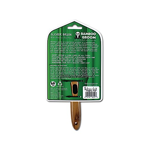 Alcott Bamboo Groom Slicker Brush with Stainless Steel Pins for Pets, Large, Brown - size: Large