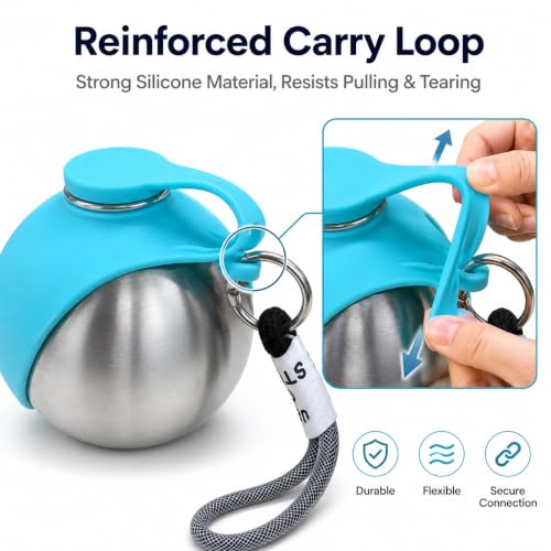 2 in 1 Portable Tumbler for Dogs,Portable Dog Water Ball,10Oz Stainless Steel Dog Water Bottle with Silicone Foldable Bowl, Leak-Proof 2 in 1 Portable Small Dog Water Bottle for Walking - color: Blue