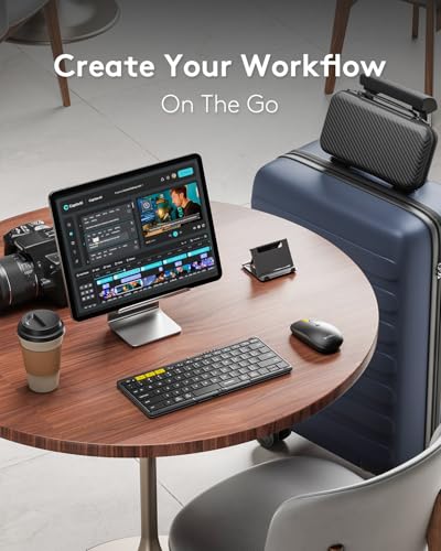Samsers Full-Size Travel Foldable Keyboard and Mouse for Travel Home Use | 0.65in Keycap, PU Leather Cover, Portable Wireless mouse, Hard Case, 2.4G + BT5.0 x 2, Work Efficiency, On-the-go Solution - color: Black