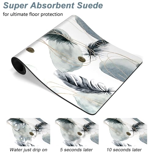 Rnivvi Dog Food Mat, 16" x 24" Absorbent Dog Cat Bowl Mat for Food and Water, Cute Anti-Slip Rubber Pet Feeding Rug Protect Floors, Puppy Placemat for Feeding & Watering Supplies, Abstract Plume - color: Abstract Art Plume, size: 16"L x 24"W