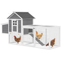 PawHut 82" Wooden Chicken Coop for 2-3 Hens with Nesting Box Gray | Large Outdoor Hen House Poultry Hutch, Pull-on Tray, Waterproof Roof, Ramp, Roosting Bars, Backyard Use