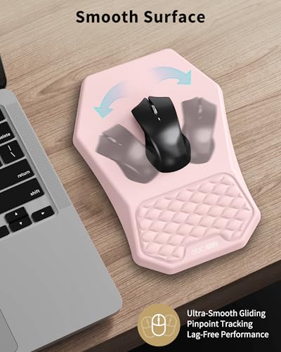 Ergonomic Mouse Pad Wrist Rest Support for Carpal Tunnel Pain Relief | Massage Design Mousepad, Memory Foam, Non-Slip PU Base for Computer Desk, Pink - color: Pink