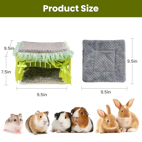 NAPLORD Guinea Pig Bed & Guinea Pig Hideout: C&C Cage Cozy Hideaway-Guinea Pig Toy - color: Gray+Green, size: Gray + Green/Bed