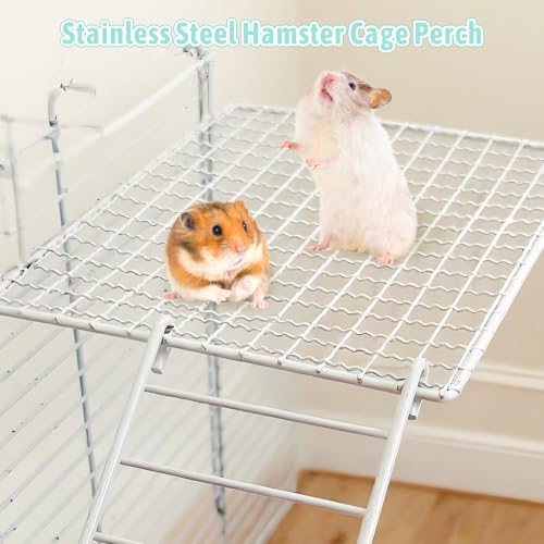 BNOSDM Rat Cage Platform with Ladder 4 PCS Small Animals Cage Accessories Metal Guinea Pig Climbing Toy for Sugar Glider, Chinchillas, Squirrel, Gerbils, Mouse Standing Jumping - color: White